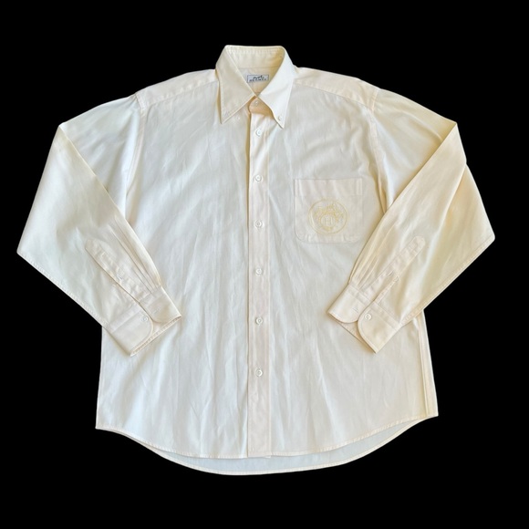 Authentic vintage Hermes dress shirt embroidered pocket logo size 41-16 “AS IS” - Picture 9 of 11